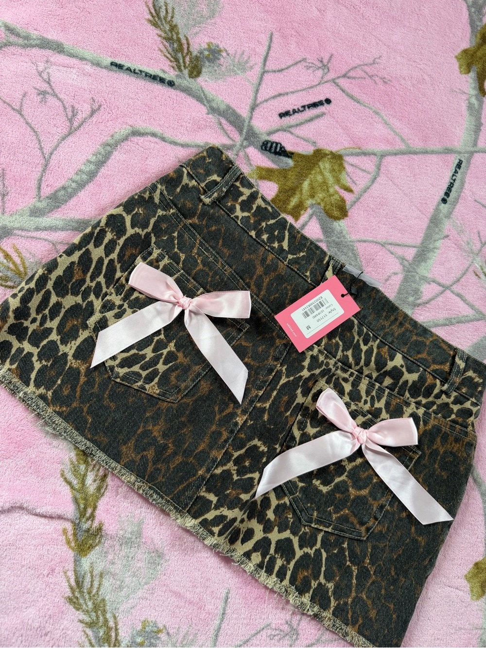Edikted Leopard Print Denim Mini Skirt - Picture 2 of 6